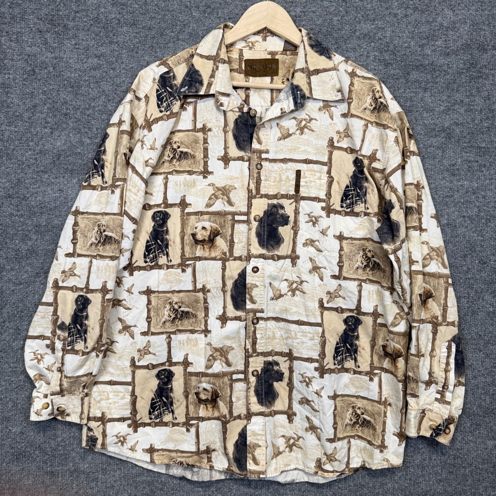 Magellan Sportswear XL Shirt Cream Cotton Hunting Labrador Retriever Dogs Ducks